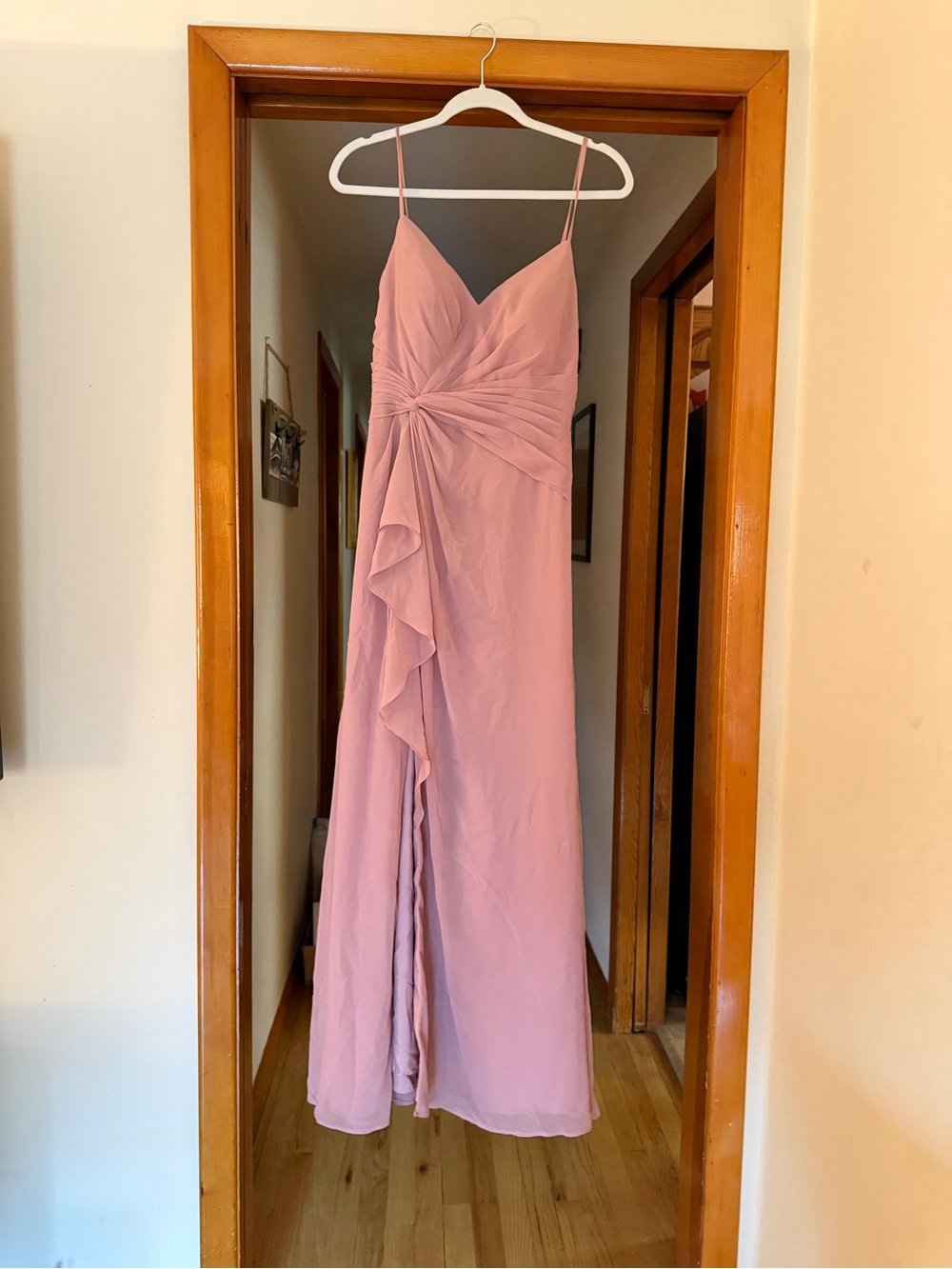 Azazie Elegant Pink Spaghetti-Strap Maxi Dress